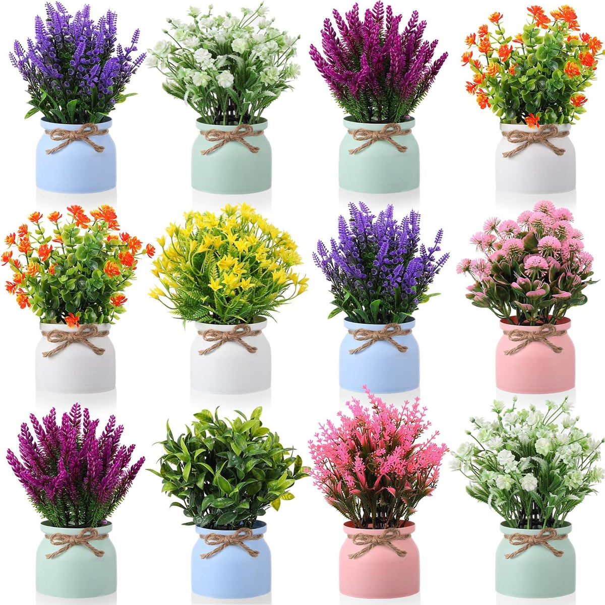 4 Pcs Large Artificial Potted Flowers Classic Potted Plants