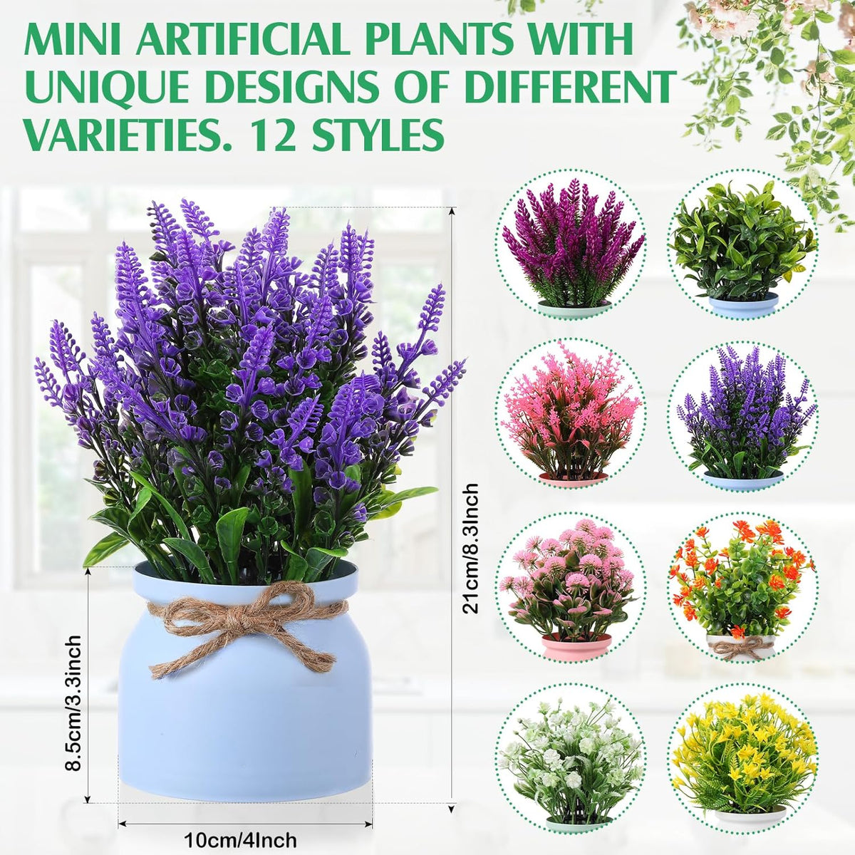 4 Pcs Large Artificial Potted Flowers Classic Potted Plants