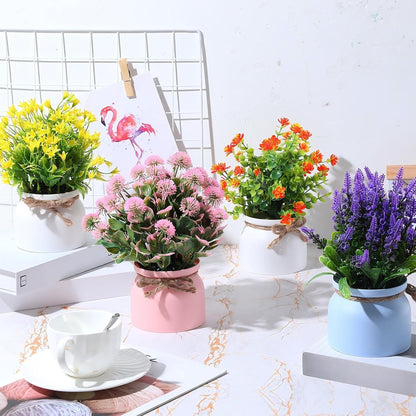 4 Pcs Large Artificial Potted Flowers Classic Potted Plants