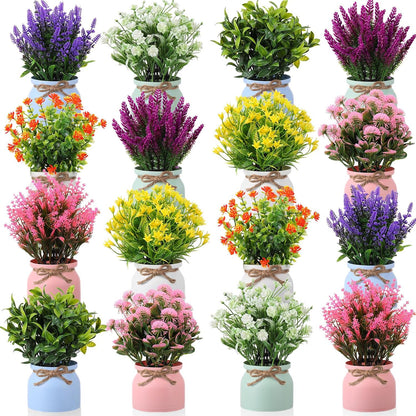 4 Pcs Large Artificial Potted Flowers Classic Potted Plants