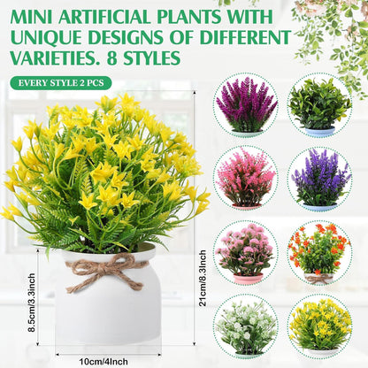 4 Pcs Large Artificial Potted Flowers Classic Potted Plants