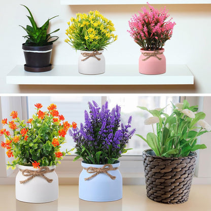 4 Pcs Large Artificial Potted Flowers Classic Potted Plants