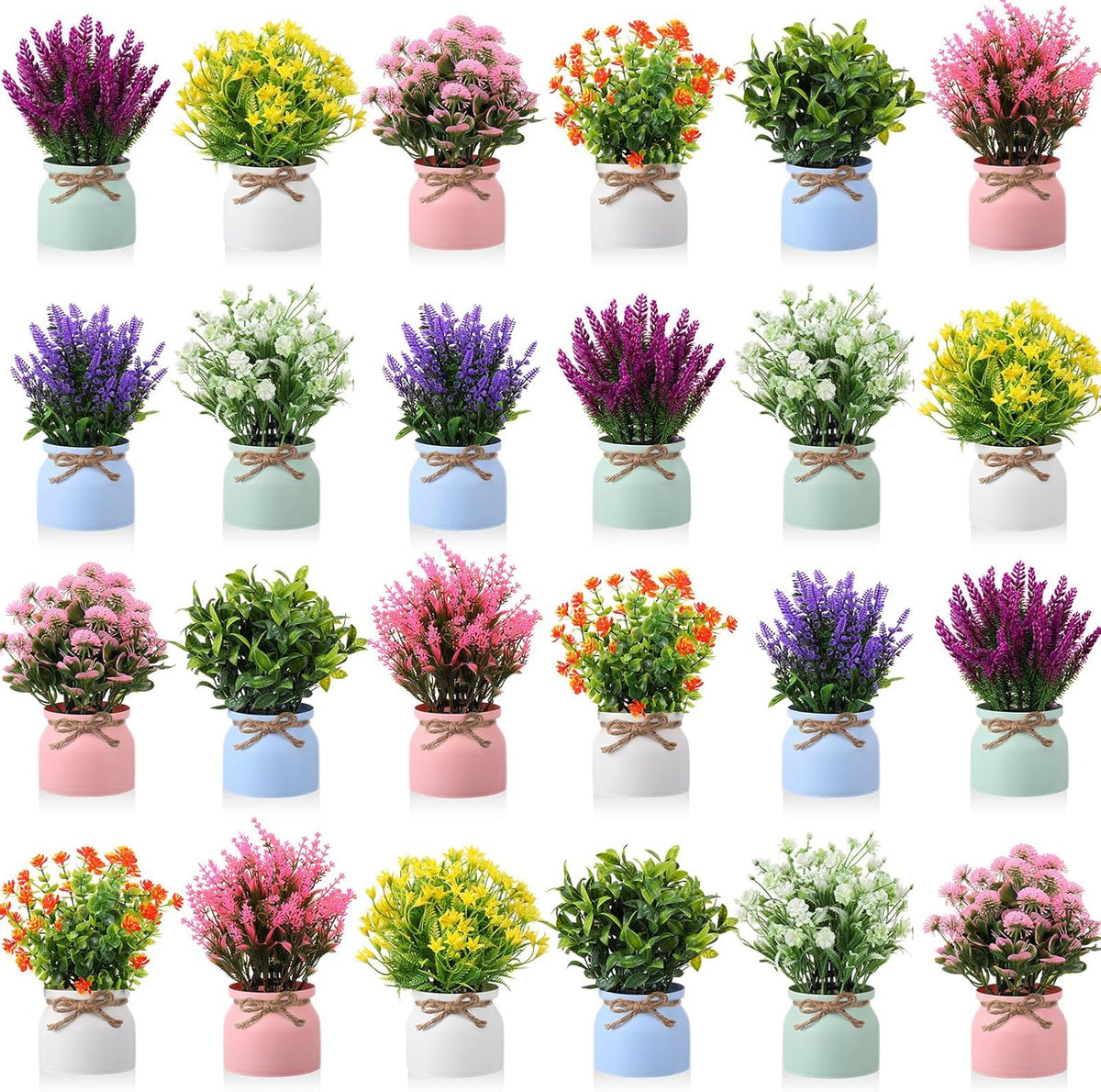 4 Pcs Large Artificial Potted Flowers Classic Potted Plants