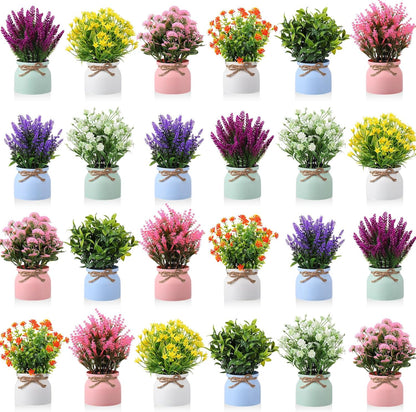 4 Pcs Large Artificial Potted Flowers Classic Potted Plants