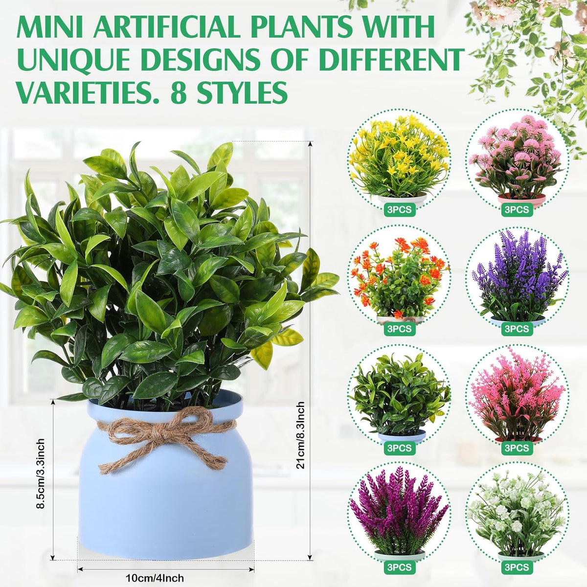 4 Pcs Large Artificial Potted Flowers Classic Potted Plants