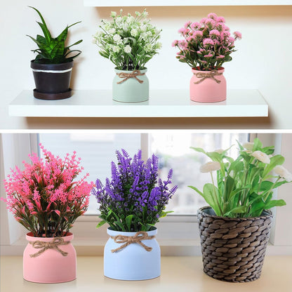 4 Pcs Large Artificial Potted Flowers Classic Potted Plants
