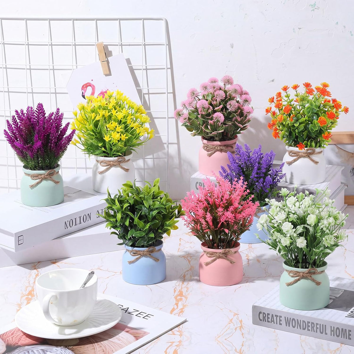 4 Pcs Large Artificial Potted Flowers Classic Potted Plants