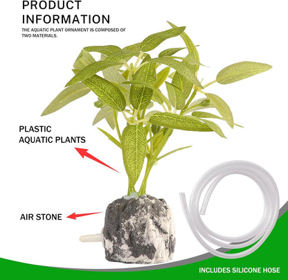 Aquarium Mountain View Stone Ornament, Resin-Coated Rockery with Flocked Cover Like Grass, Artificial Plastic Plants Suitable for Small Fish and Shrimp Play Decorations
