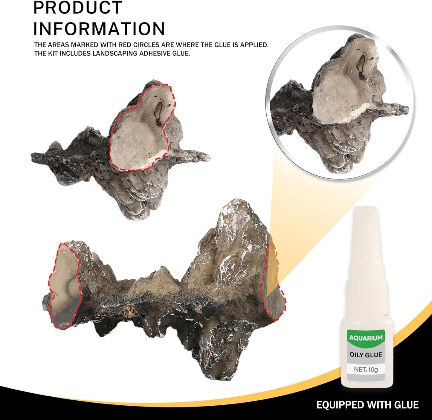 Aquarium Mountain View Stone Ornament, Resin-Coated Rockery with Flocked Cover Like Grass, Artificial Plastic Plants Suitable for Small Fish and Shrimp Play Decorations