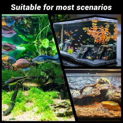 Aquarium Mountain View Stone Ornament, Resin-Coated Rockery with Flocked Cover Like Grass, Artificial Plastic Plants Suitable for Small Fish and Shrimp Play Decorations