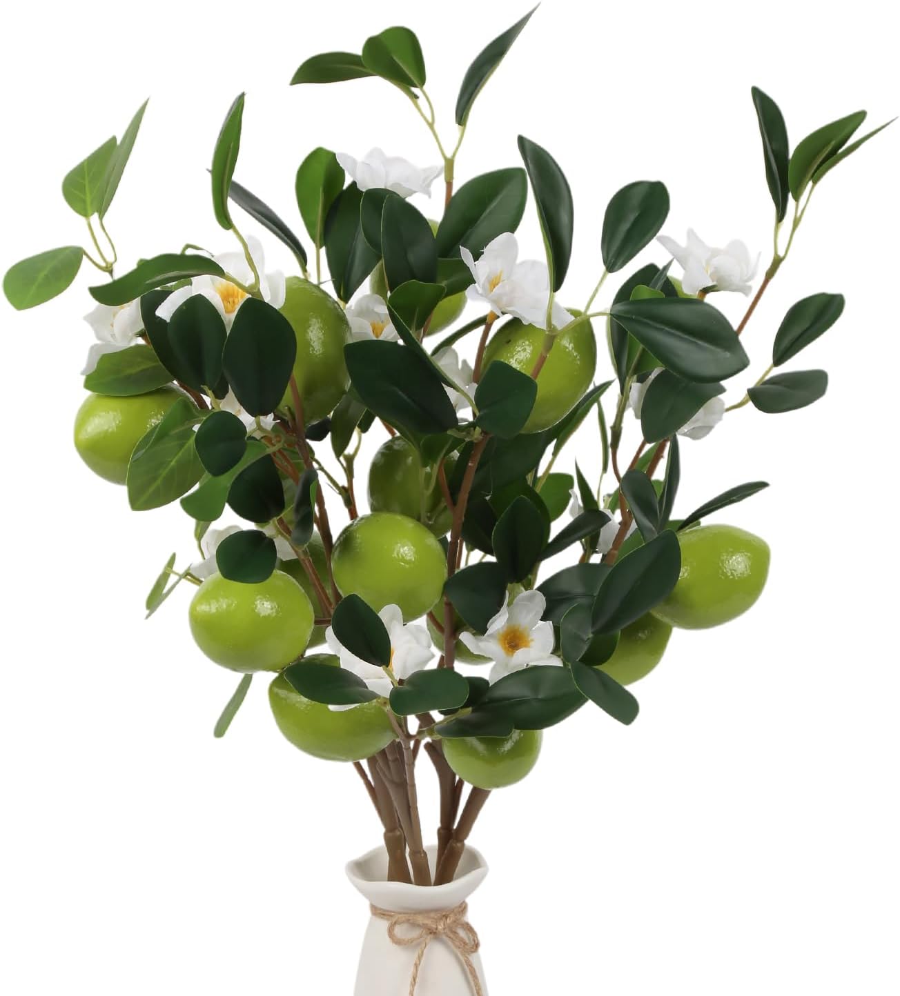 Faux Greenery Artificial Lemon Stems 5 Pcs Faux Lemons Fruit with Stem 24" Fake Lemons Branches Flower Arrangement Lemon Centerpieces Decoration for Home Office Festival Flower Decor(2Yellow+3Green)