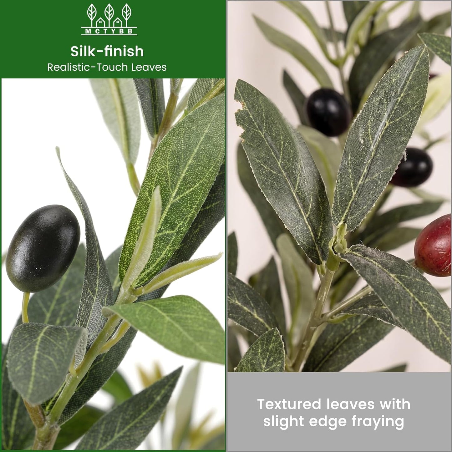 Artificial Fake Olive Tree 4FT Tall 1Pack with White Planter Faux Silk Olive Tree for Home Living Room Office Decor Faux Artificial Plants Indoor with Fruit & Free Moss