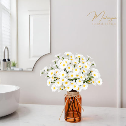 Artificial Eucalyptus Stems in Glass Vase with Faux Water,3Pcs Fake Plant with Double-Sided Green Leaves for Centerpiece(Double-Sided Green Eucalyptus)