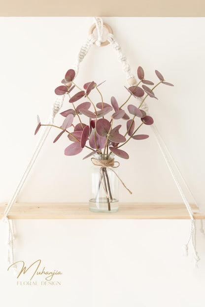 Artificial Eucalyptus Stems in Glass Vase with Faux Water,3Pcs Fake Plant with Double-Sided Green Leaves for Centerpiece(Double-Sided Green Eucalyptus)