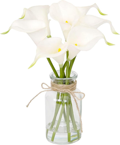 Artificial Eucalyptus Stems in Glass Vase with Faux Water,3Pcs Fake Plant with Double-Sided Green Leaves for Centerpiece(Double-Sided Green Eucalyptus)