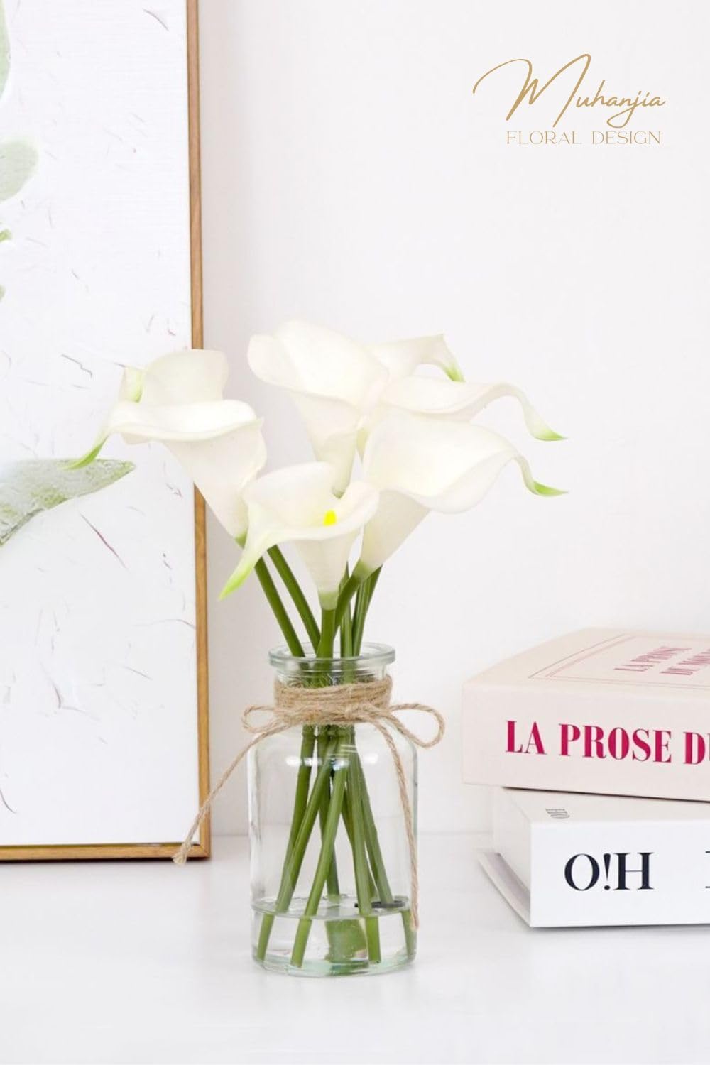 Artificial Eucalyptus Stems in Glass Vase with Faux Water,3Pcs Fake Plant with Double-Sided Green Leaves for Centerpiece(Double-Sided Green Eucalyptus)