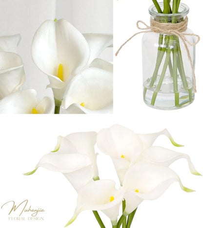 Artificial Eucalyptus Stems in Glass Vase with Faux Water,3Pcs Fake Plant with Double-Sided Green Leaves for Centerpiece(Double-Sided Green Eucalyptus)