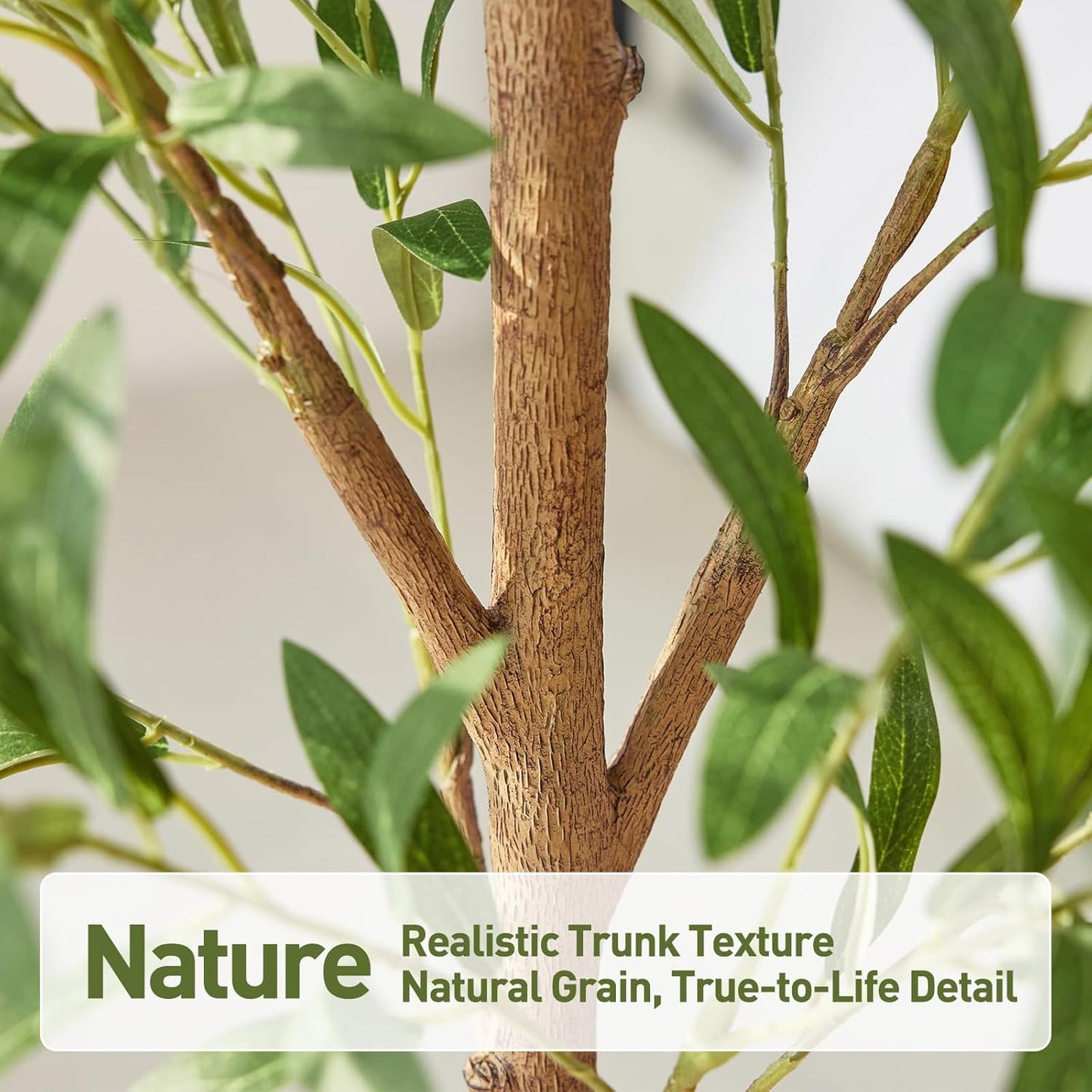 6FT Artificial Olive Tree Indoor – Real Wood Trunk Tall Faux Olive Tree, Large Fake Potted Plant for Home Decor Living Room& Office Decor,VN245