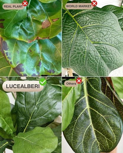 Artificial Fiddle Leaf Fig Tree in Modern White Planter, 5ft | Large Fake Tree with 3 Sturdy Trunks, Fake Plants with Moss, Lifelike Tall Artificial Plants Indoor for Office Home Decor
