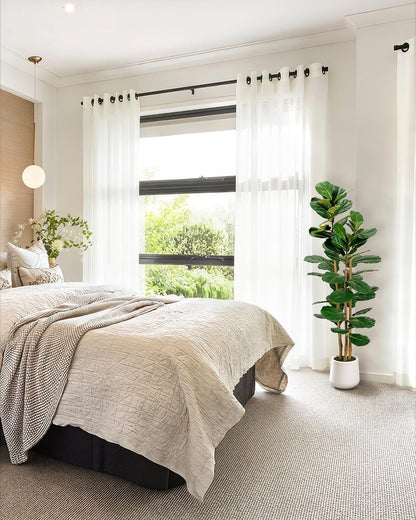 Artificial Fiddle Leaf Fig Tree in Modern White Planter, 5ft | Large Fake Tree with 3 Sturdy Trunks, Fake Plants with Moss, Lifelike Tall Artificial Plants Indoor for Office Home Decor