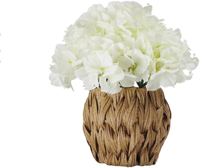 Artificial Alocasia Plant, 17-Inch Tropical Green Leaves in Natural Woven Basket (Green)