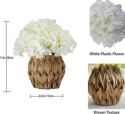 Artificial Alocasia Plant, 17-Inch Tropical Green Leaves in Natural Woven Basket (Green)