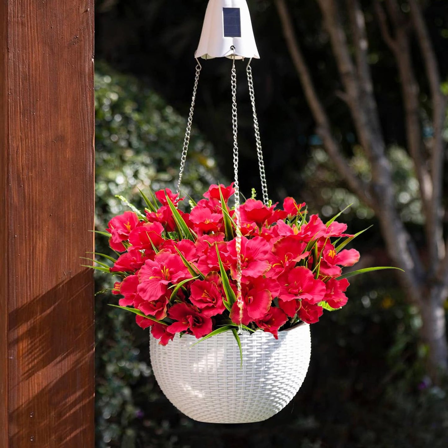 8 Bundles Artificial Hibiscus Flowers for Outdoor Faux UV Resistant Fake Silk Plants Flower for Front Porch Pot Planters Garden Window Box Indoor Home Decor (Red, Pink, Purple Red)