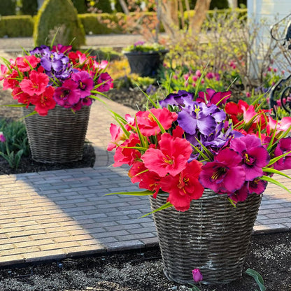 8 Bundles Artificial Hibiscus Flowers for Outdoor Faux UV Resistant Fake Silk Plants Flower for Front Porch Pot Planters Garden Window Box Indoor Home Decor (Red, Pink, Purple Red)