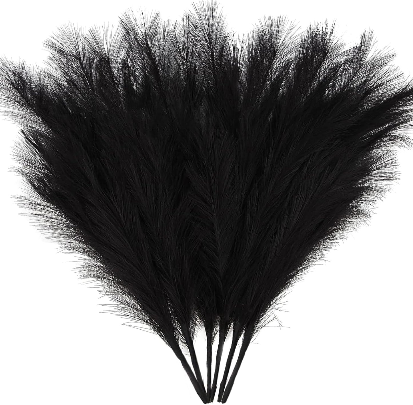 Faux Pampas Grass 17" 6-Pcs Handmade Branches (Beige Mixed) | Fluffy fake pompas grass boho decor for vase filler. Perfect for modern home room aesthetic and wedding decorations.