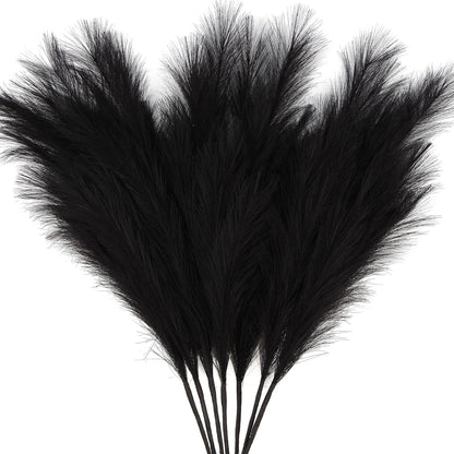 Faux Pampas Grass 17" 6-Pcs Handmade Branches (Beige Mixed) | Fluffy fake pompas grass boho decor for vase filler. Perfect for modern home room aesthetic and wedding decorations.