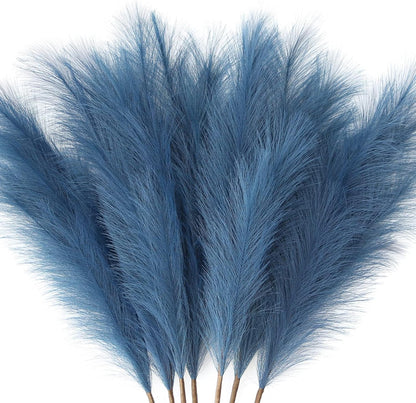 Faux Pampas Grass 17" 6-Pcs Handmade Branches (Beige Mixed) | Fluffy fake pompas grass boho decor for vase filler. Perfect for modern home room aesthetic and wedding decorations.
