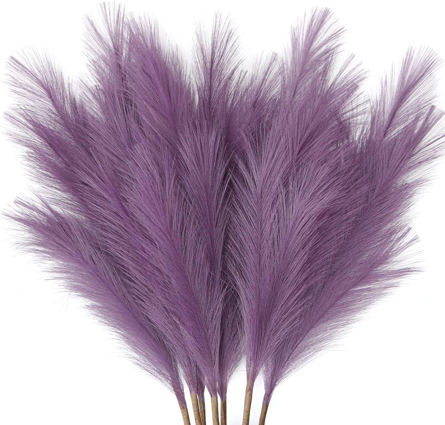 Faux Pampas Grass 17" 6-Pcs Handmade Branches (Beige Mixed) | Fluffy fake pompas grass boho decor for vase filler. Perfect for modern home room aesthetic and wedding decorations.
