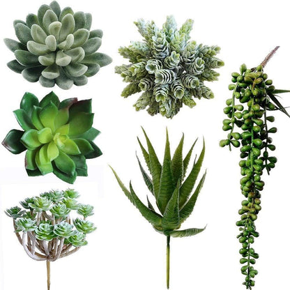 6 Pcs Unpotted Fake Succulents Assorted Faux Succulent in Different Green Artificial Hanging Succulents Textured Faux Succulent Pick Hanging String of Pearls Plant for Wedding Centerpieces