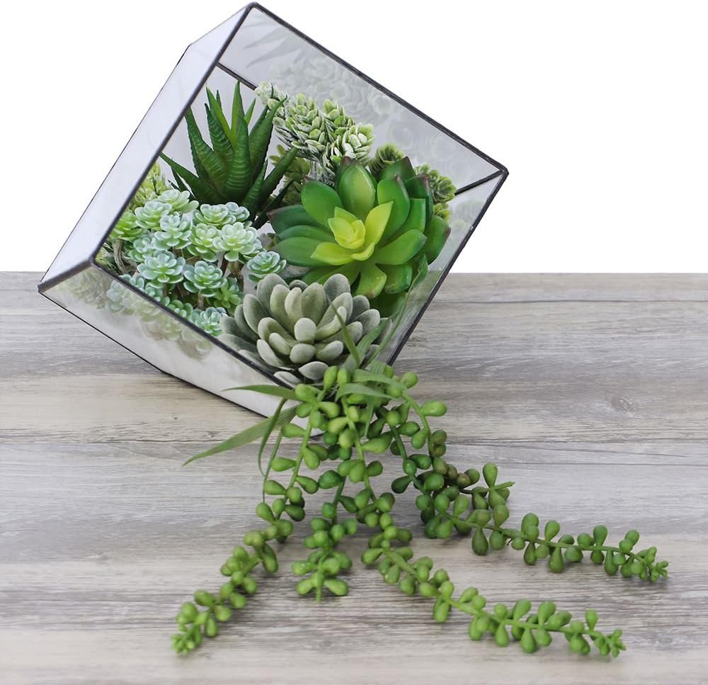 6 Pcs Unpotted Fake Succulents Assorted Faux Succulent in Different Green Artificial Hanging Succulents Textured Faux Succulent Pick Hanging String of Pearls Plant for Wedding Centerpieces