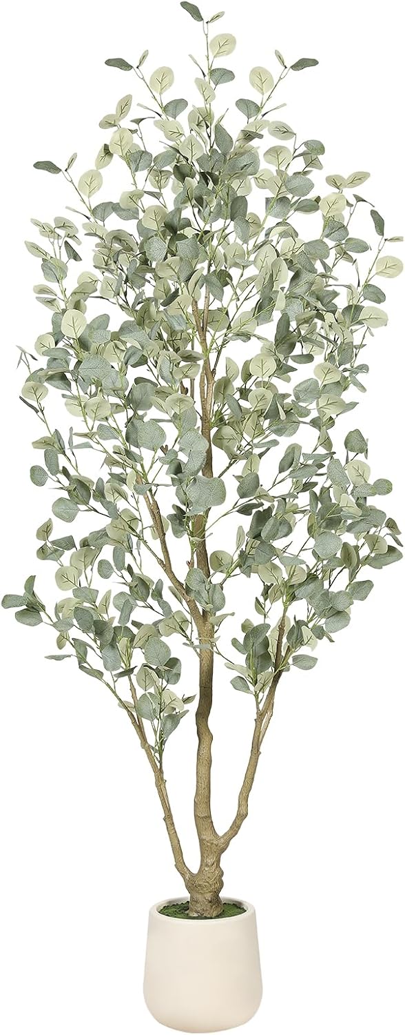 6FT Faux Eucalyptus Tree with White Exquisite Planter