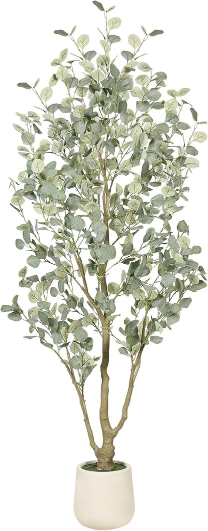 6FT Faux Eucalyptus Tree with White Exquisite Planter