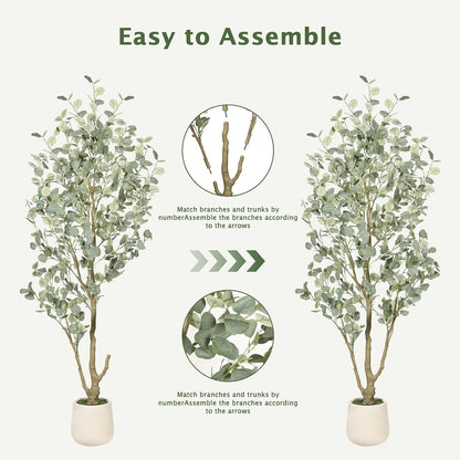 6FT Faux Eucalyptus Tree with White Exquisite Planter