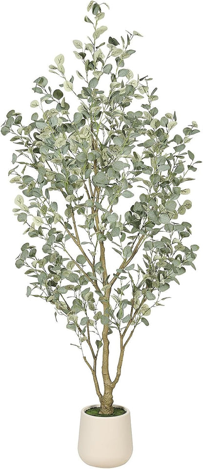 6FT Faux Eucalyptus Tree with White Exquisite Planter