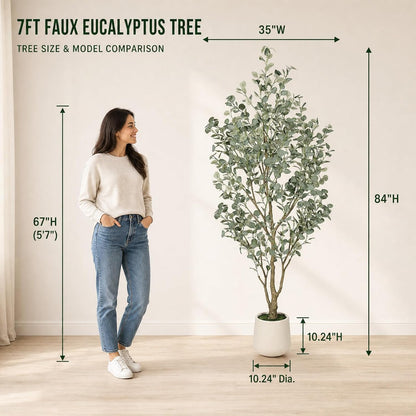 6FT Faux Eucalyptus Tree with White Exquisite Planter
