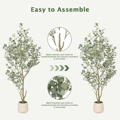 6FT Faux Eucalyptus Tree with White Exquisite Planter