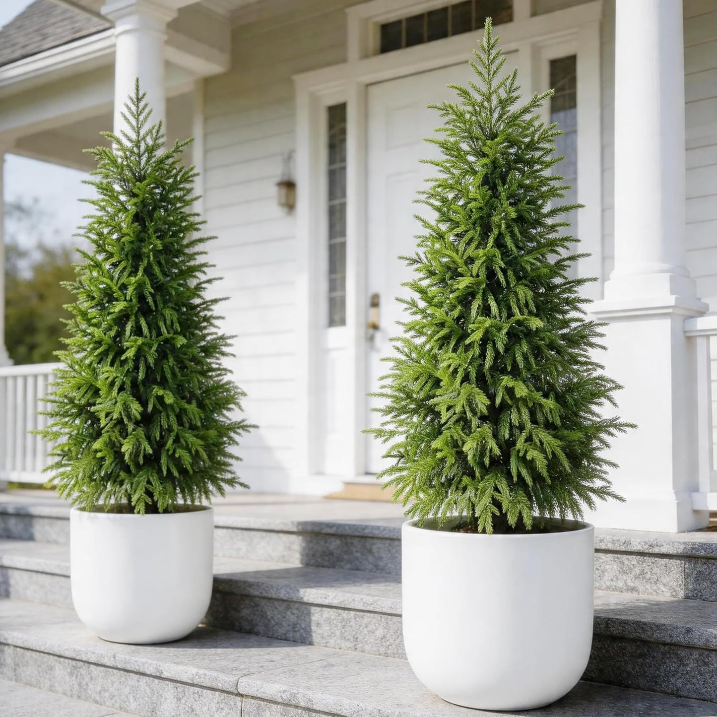 4FT Lighted Artificial Norfolk Pine Tree Outdoor with Lights｜Artificial Topiary Outdoor Tree｜Realistic PE Artificial Outdoor Plants｜Artificial Norfolk Faux Plants Potted UV Resistant