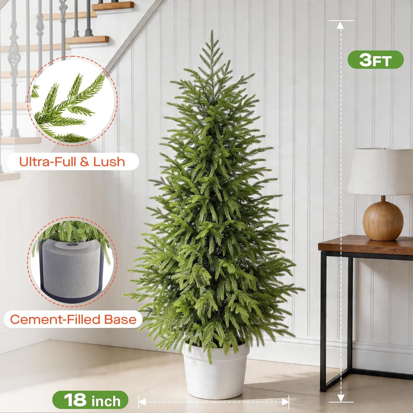4FT Lighted Artificial Norfolk Pine Tree Outdoor with Lights｜Artificial Topiary Outdoor Tree｜Realistic PE Artificial Outdoor Plants｜Artificial Norfolk Faux Plants Potted UV Resistant