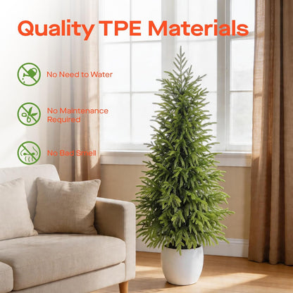 4FT Lighted Artificial Norfolk Pine Tree Outdoor with Lights｜Artificial Topiary Outdoor Tree｜Realistic PE Artificial Outdoor Plants｜Artificial Norfolk Faux Plants Potted UV Resistant