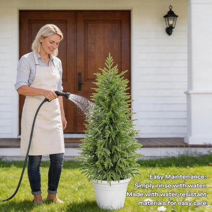 4FT Lighted Artificial Norfolk Pine Tree Outdoor with Lights｜Artificial Topiary Outdoor Tree｜Realistic PE Artificial Outdoor Plants｜Artificial Norfolk Faux Plants Potted UV Resistant