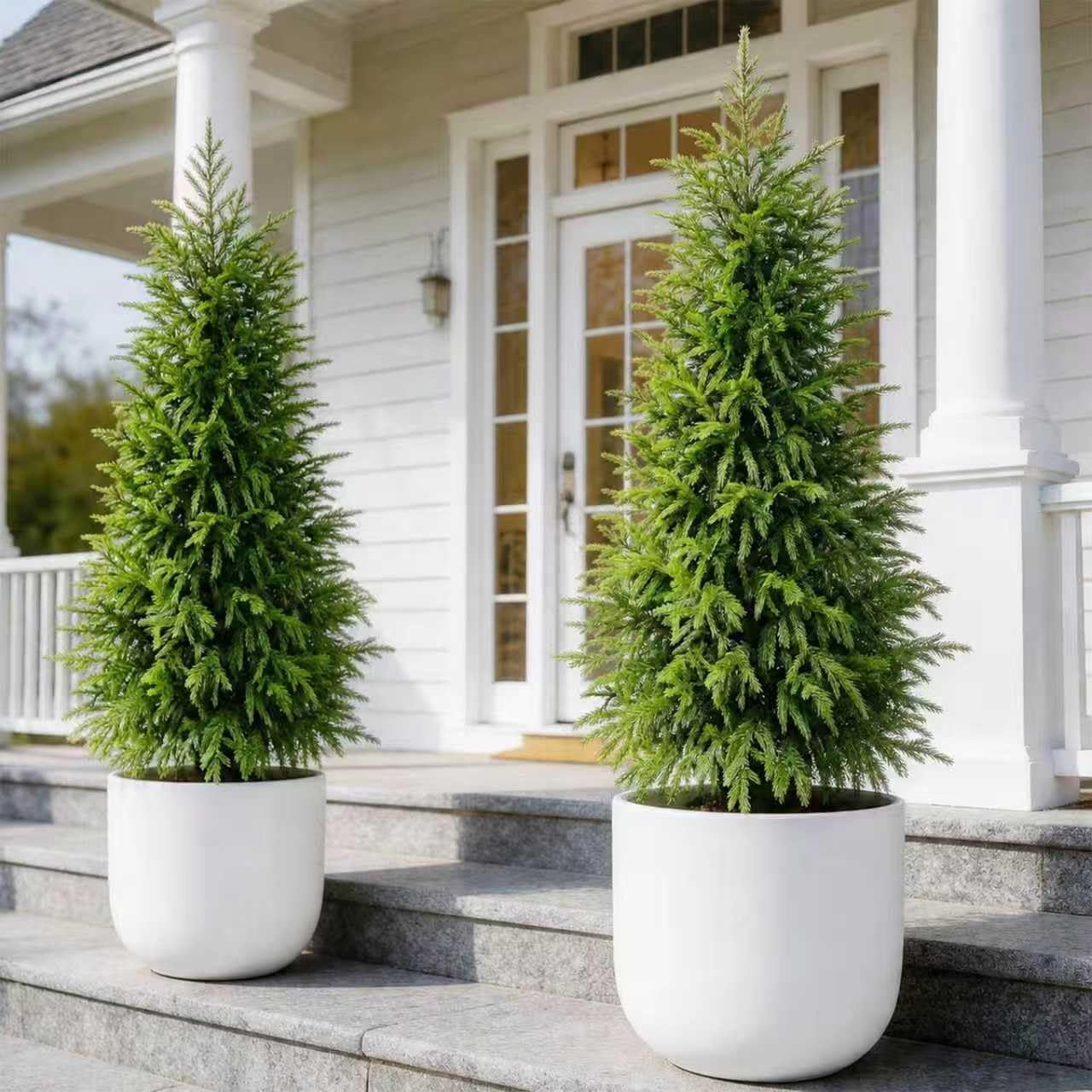 4FT Lighted Artificial Norfolk Pine Tree Outdoor with Lights｜Artificial Topiary Outdoor Tree｜Realistic PE Artificial Outdoor Plants｜Artificial Norfolk Faux Plants Potted UV Resistant