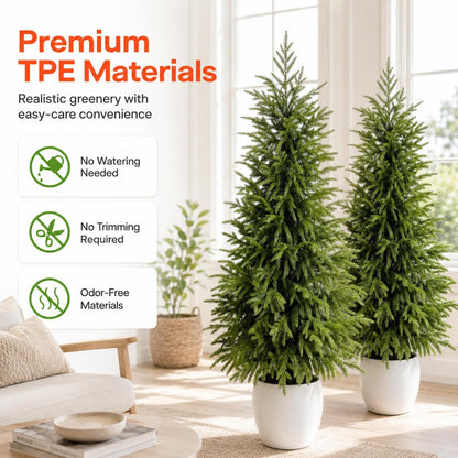 4FT Lighted Artificial Norfolk Pine Tree Outdoor with Lights｜Artificial Topiary Outdoor Tree｜Realistic PE Artificial Outdoor Plants｜Artificial Norfolk Faux Plants Potted UV Resistant