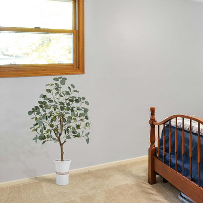 Artificial Eucalyptus Tree 8ft Fake Plant with Woven Basket | 96” Silk Leaves Faux Plant, Large Artificial Eucalyptus Trees for Home Office Livingroom Floor Decor Indoor Outdoor