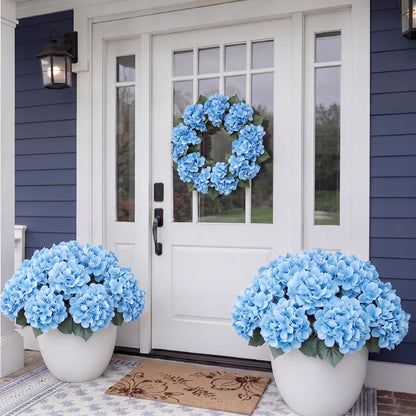 12 Pcs Hydrangea Artificial Flowers 20" Realistic Touch Faux Hydrangea Latex Flower Fake Hydrangeas with Stems for Vase Home Party Outdoor Wedding Centerpiece Bouquet(Orange)