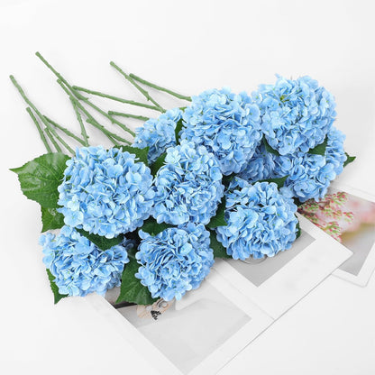 12 Pcs Hydrangea Artificial Flowers 20" Realistic Touch Faux Hydrangea Latex Flower Fake Hydrangeas with Stems for Vase Home Party Outdoor Wedding Centerpiece Bouquet(Orange)