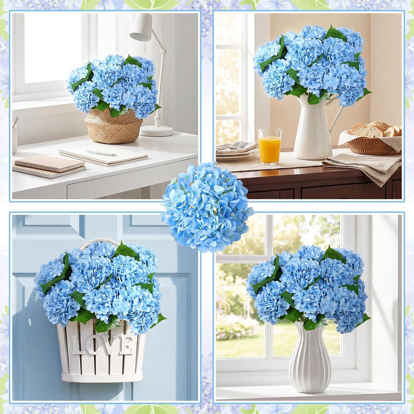 12 Pcs Hydrangea Artificial Flowers 20" Realistic Touch Faux Hydrangea Latex Flower Fake Hydrangeas with Stems for Vase Home Party Outdoor Wedding Centerpiece Bouquet(Orange)